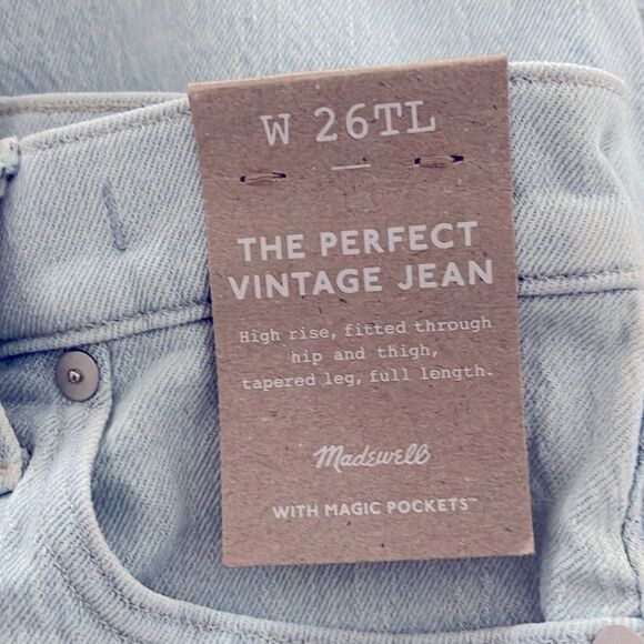 Madewell NWT The Taller Perfect Vintage Jeans Size 26TL in Chesthunt Wash - Picture 7 of 9